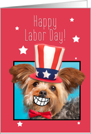 Happy Labor Day For Anyone Funny Patriotic Yorkie Dog card