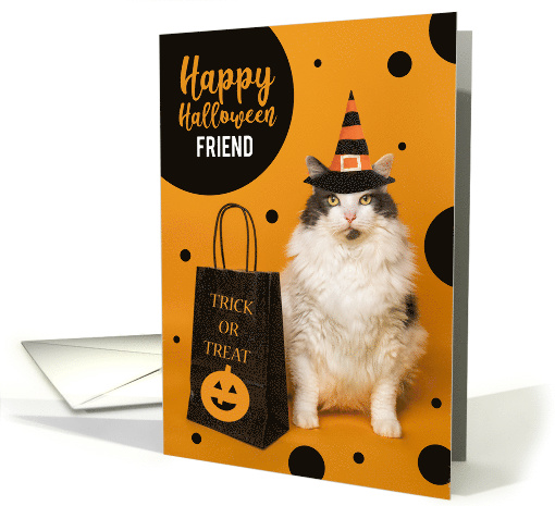 Happy Halloween Friend Cute Cat in Witch Hat Humor card (1744732)