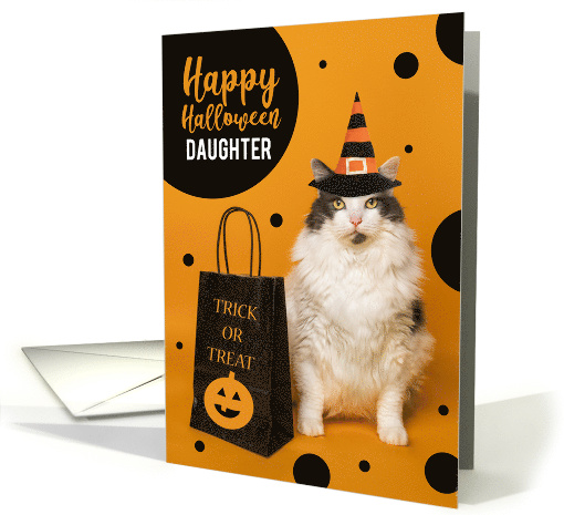 Happy Halloween Daughter Cute Cat in Witch Hat Humor card (1744734)