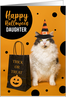 Happy Halloween Daughter Cute Cat in Witch Hat Humor card