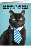 Happy Boss Day From All of Us Funny Cat in Tie Humor card