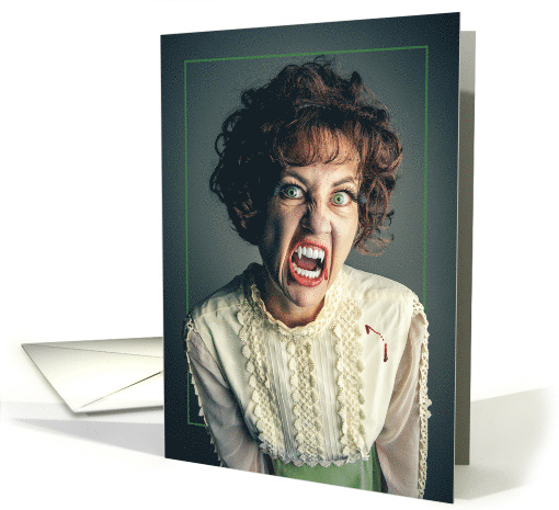 Happy Halloween For Anyone Campy Female Vampire Humor card (1745988)