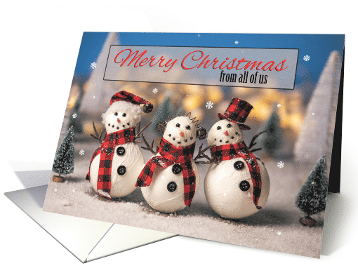 Merry Christmas From All of Us Cute Snowmen Photograph card (1747476)