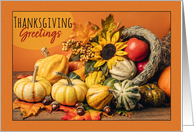 Happy Thanksgiving For Anyone Beautiful Cornucopia on Orange card