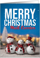 Merry Christmas Mail Carrier Cute Snowmen Photograph card