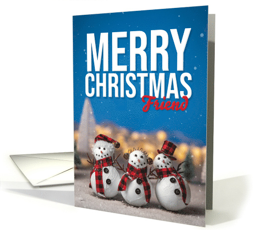 Merry Christmas Friend Cute Snowmen Photograph card (1749902)