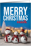 Merry Christmas Coach Cute Snowmen Photograph card