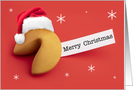 Merry Christmas For Anyone Fortune Cookie in Santa Hat card