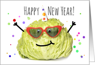 Happy New Year For Anyone Lettuce in Party Hat Humor card