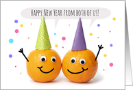 Happy New Year From Both of Us From Orange Couple Humor card