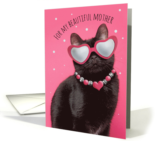 Happy Mothers Day Beautiful Aunt Cute Funny Cat in Heart Glasses card