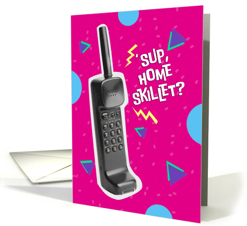 Vintage 90s Cordless Phone in Humorous 90s Themed Hello card (1757546)