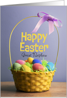 Happy Easter Great Nephew Photo of Basket Filled With Dyed Eggs card