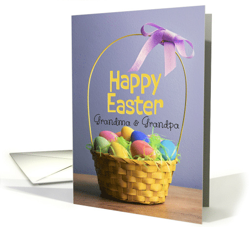Happy Easter Grandparents Photo of Basket Filled With Dyed Eggs card