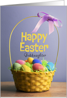Happy Easter Goddaughter Photo of Basket Filled With Dyed Eggs card