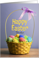 Happy Easter Brother Photo of Basket Filled With Dyed Eggs card
