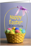 Happy Easter Brother and Family Photo of Basket Filled With Dyed Eggs card