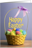 Happy Easter For Anyone Photo of Basket Filled With Dyed Eggs card