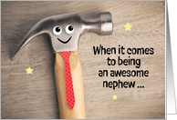 Happy Birthday Nephew Funny Hammer Pun Wearing Tie humor card