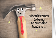 Happy Birthday Husband Funny Hammer Pun Wearing Tie humor card