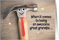 Happy Birthday Great Grandpa Funny Hammer Pun Wearing Tie humor card