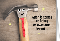 Happy Birthday Friend Funny Hammer Pun Wearing Tie humor card