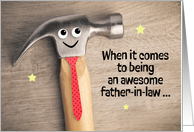 Happy Birthday Father In Law Funny Hammer Pun Wearing Tie humor card