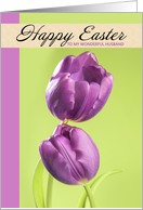 Happy Easter Husband Pretty Purple Tulips Photograph card