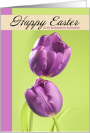 Happy Easter Boyfriend Pretty Purple Tulips Photograph card
