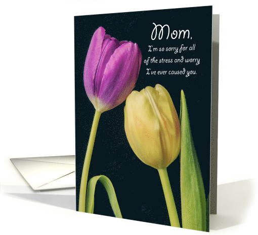 Happy Mothers Day Mom Sincere Purple and Yellow Tulips Photo card