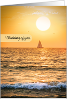 Thinking of You for Anyone Sailboat on the Ocean During Sunset Photo card