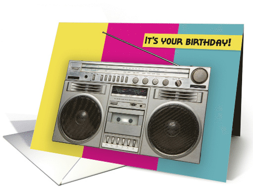 Happy Birthday For Anyone Retro Boombox Humor card (1776644)