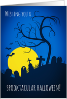 Happy Halloween For Anyone Creepy Cemetery Illustration card