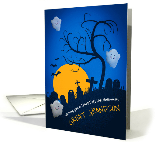 Happy Halloween Great Grandson Spooky Cemetery with Ghosts card