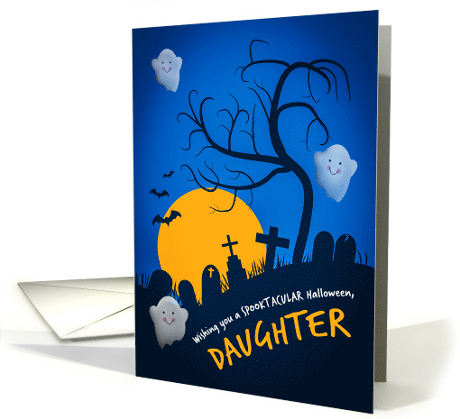 Happy Halloween Daughter Spooky Cemetery with Ghosts illustration card
