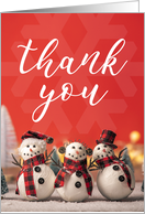 Thank You For Anyone Three Happy Snowmen on Red card