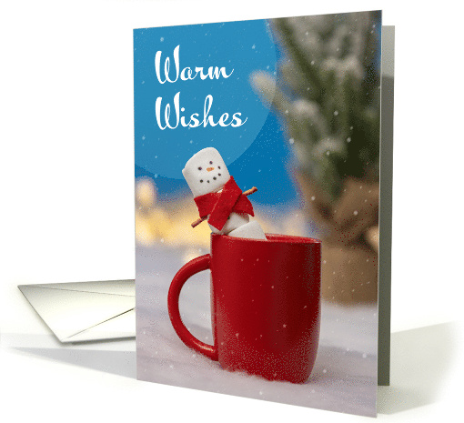 Merry Christmas For Anyone Marshmallow Snowman in Mug Humor card
