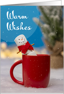 Merry Christmas For Anyone Marshmallow Snowman in Mug Humor card