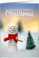Merry Christmas Great Grandson Cute Marshmallow Snowman card