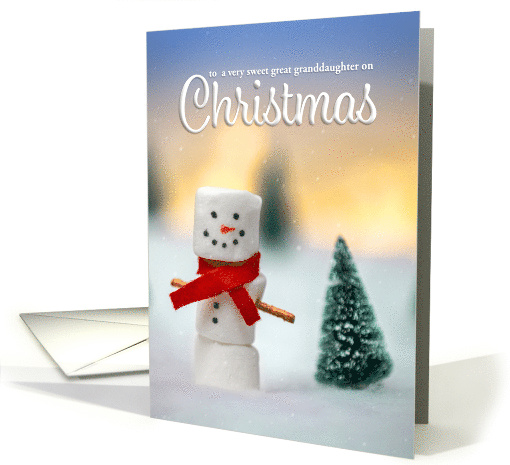 Merry Christmas Great Granddaughter Cute Marshmallow Snowman card