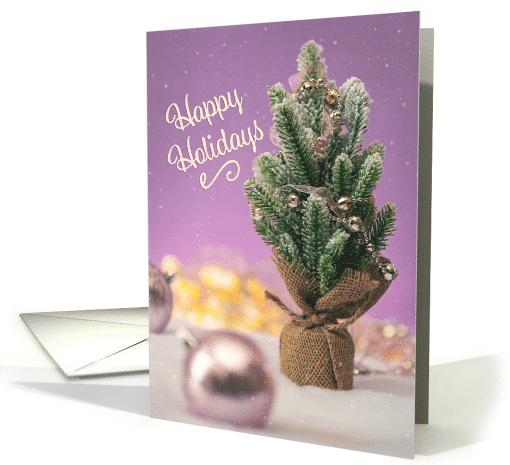 Happy Holidays For Anyone Little Tree on Lavender Photograph card