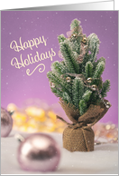 Happy Holidays For Anyone Little Tree on Lavender Photograph card