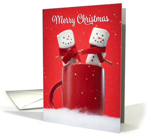 Merry Christmas For Anyone Marshmallow Couple in Hot Chocolate card
