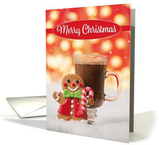 Merry Christmas For Anyone Gingerbread Man with Hot Cocoa card