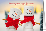 Merry Christmas For Anyone Cute Marshmallow Snowmen Outdoors card