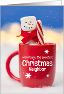 Merry Christmas Neighbor Cute Marshmallow Snowman card