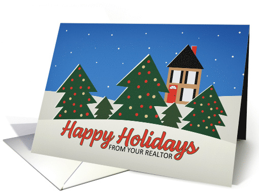 Happy Holidays From Realtor Decorated Trees With House... (1806896)