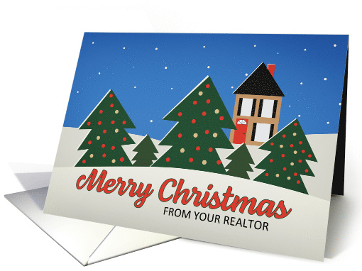 Merry Christmas From Realtor Decorated Trees With House... (1806900)