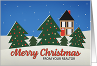 Merry Christmas From Realtor Decorated Trees With House Illustration card