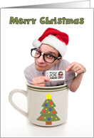 Merry Christmas Cup of Joe Coffee Little Man Gift Card Holder Humor card